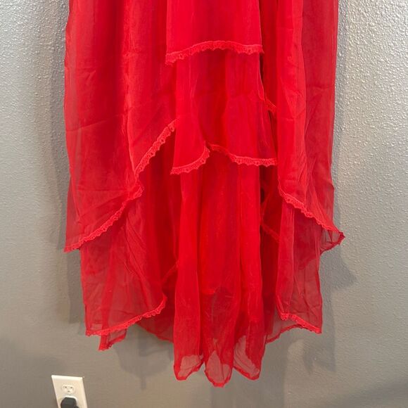 Vintage red sheer high low dress XS - Picture 3 of 5